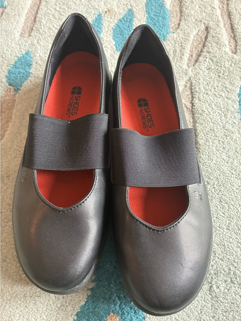 Shoes For Crews Black Mary Jane Slip-On Shoes with Red Insole